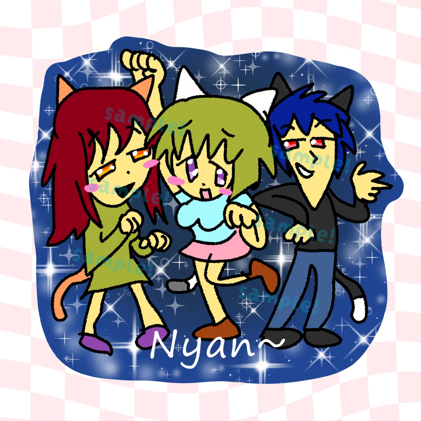 Nyan Neko Sugar Girls Large Glitter Vinyl Sticker