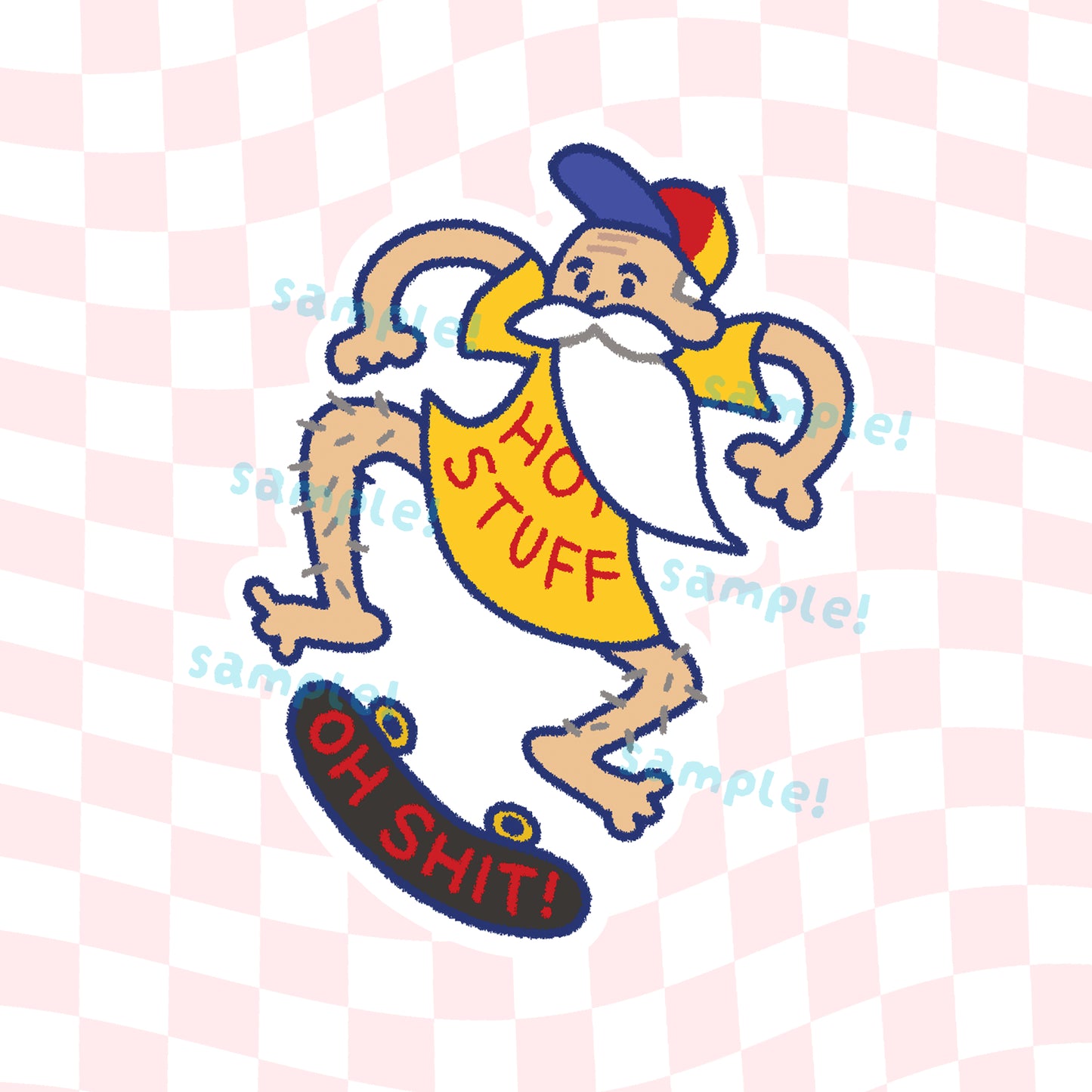 Skateboarding Wizard Glitter Vinyl Sticker