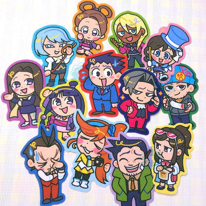 Ace Attorney Glitter Vinyl Stickers