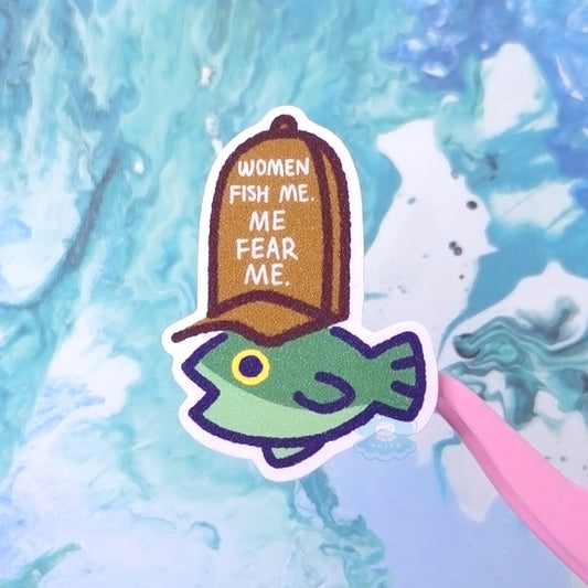 Hat Fish Glitter Vinyl Sticker