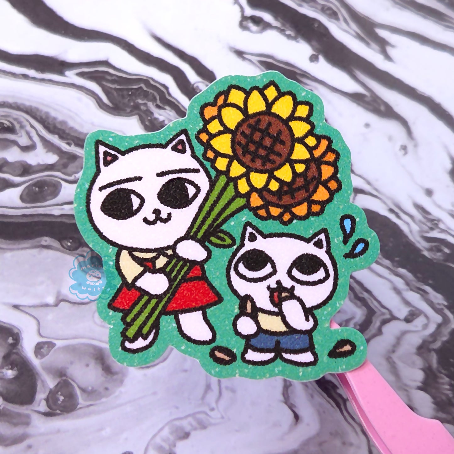 Nekojiru Cat Soup Glitter Vinyl Sticker