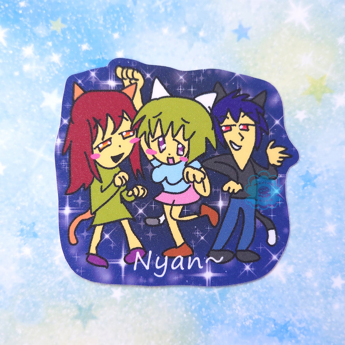 Nyan Neko Sugar Girls Large Glitter Vinyl Sticker