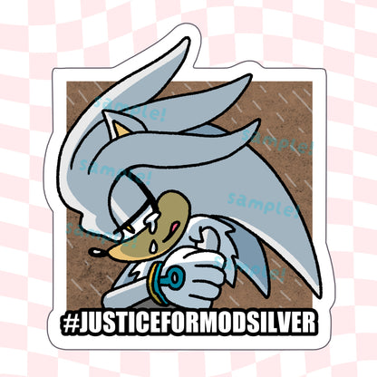 Sonic Mod Silver Large Glitter Vinyl Sticker