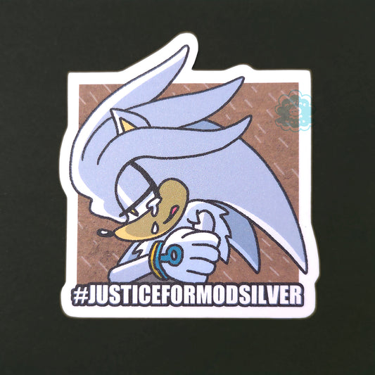 Sonic Mod Silver Large Glitter Vinyl Sticker